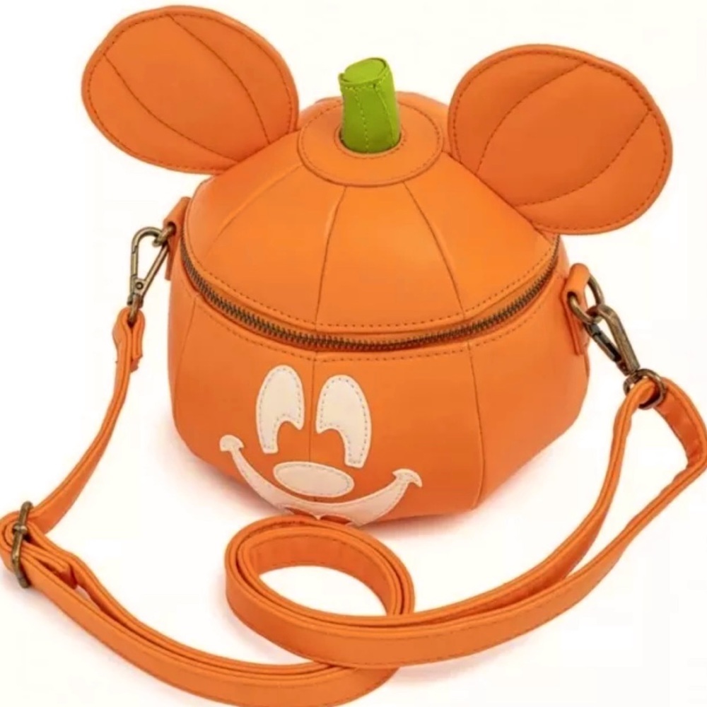 LOUNGEFLY Disney Mickey-o-Lantern Pumpkin Glow-in-the-Dark Crossbody Bag NEW